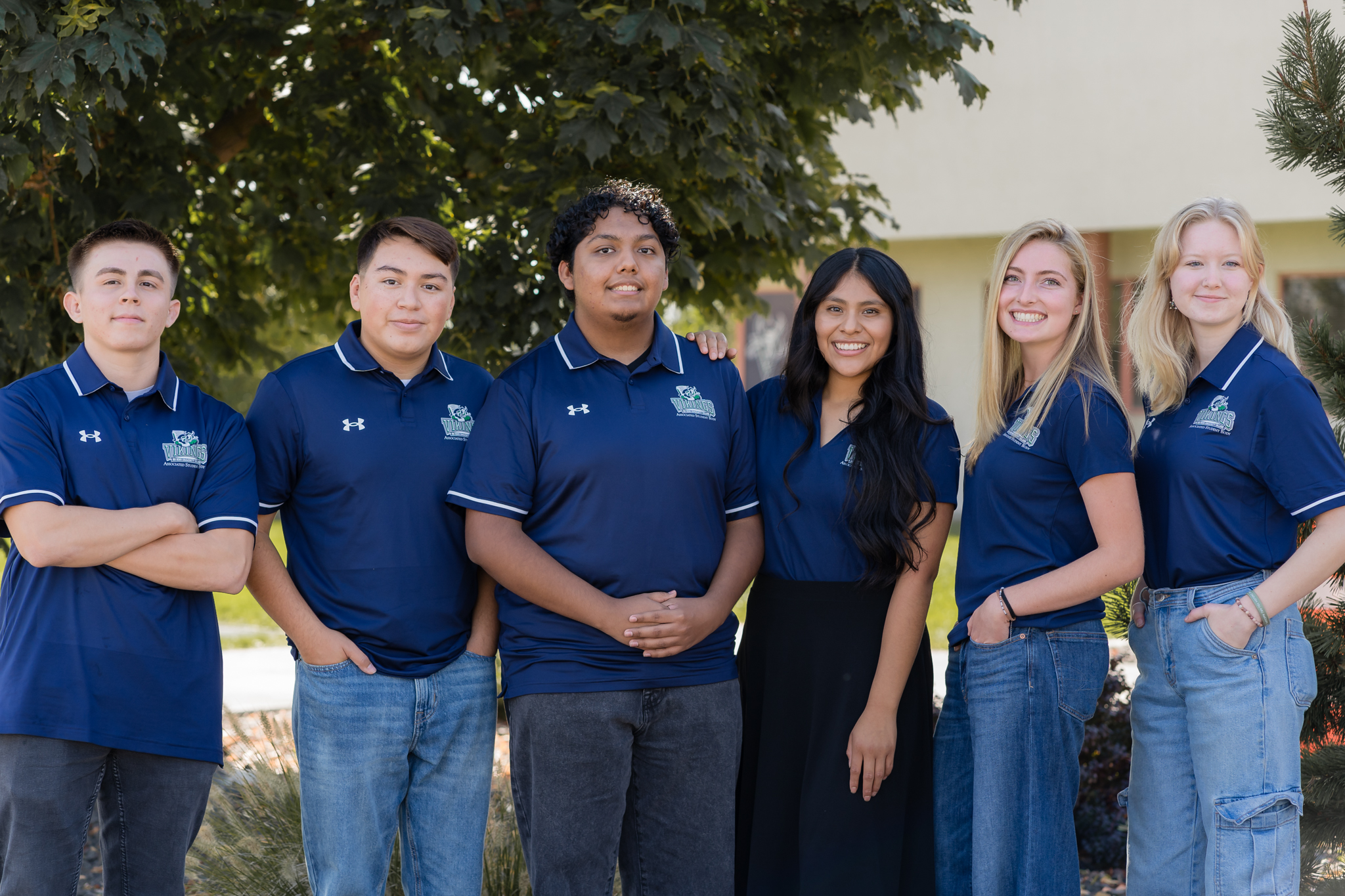 Photo of ASB Officers for 2025-26. From left to right, Alexander Barajas, Pedro Lopez, Jesus San German Cerritos, Leslie Pineda, Lexi Feller, Amber Emerson
