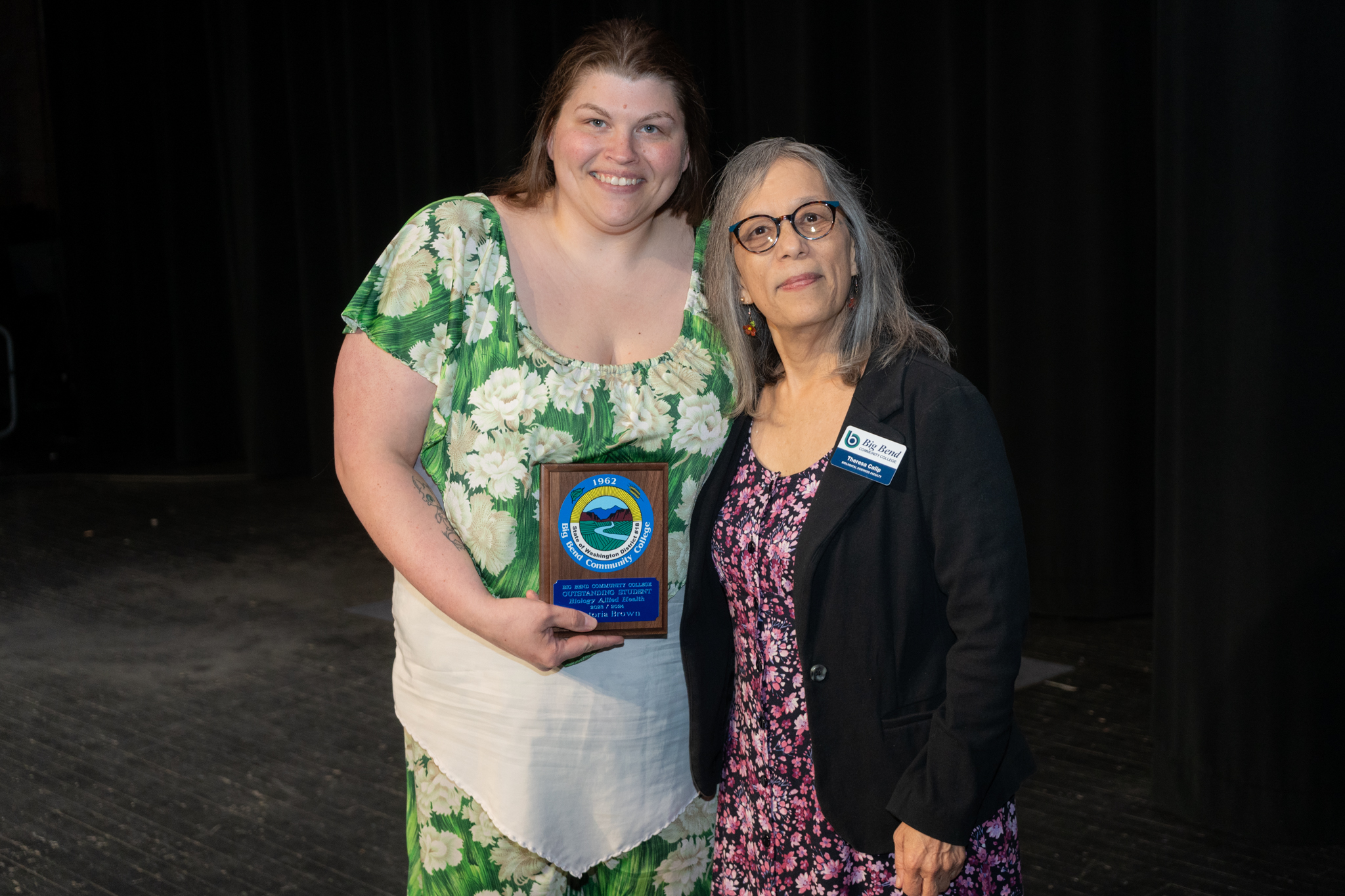 Victoria Brown and biology instructor Theresa Calip