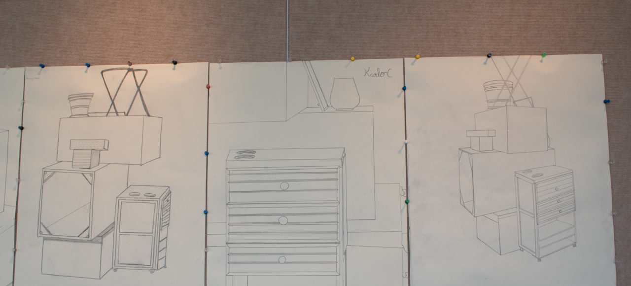 Three drawings from students in Art 104.