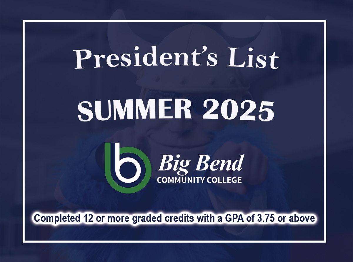 President's List Summer 2025 - Big Bend Community College Image
