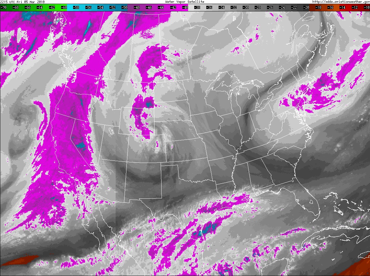 Water Vapor Map of the USA