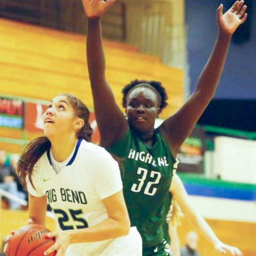 Big Bend women's basketball players playing against Highline