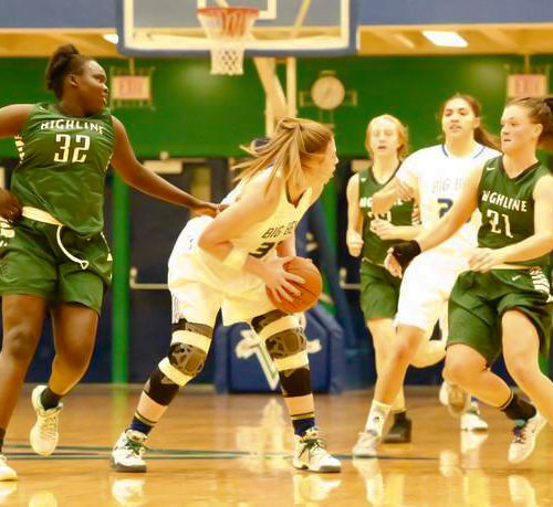Big Bend women's basketball players playing against Highline