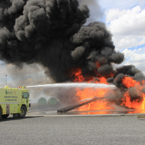 Firefighters doing live fire exercises