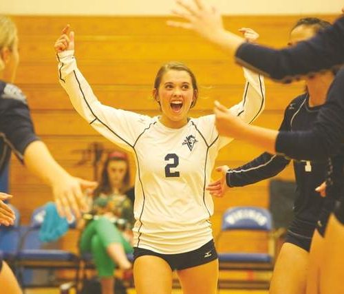 Viking volleyball team playing a game