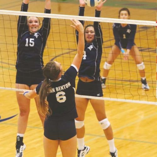 Viking volleyball team playing a game