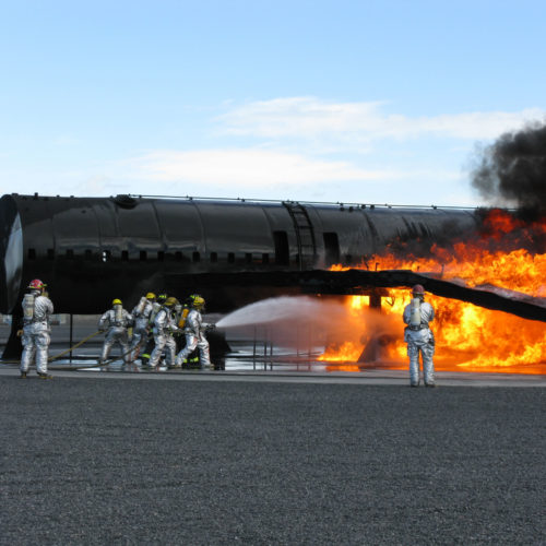 Firefighters taking out practice fire