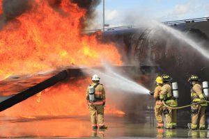 Fire fighters in training