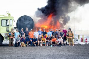 Fire fighters at training