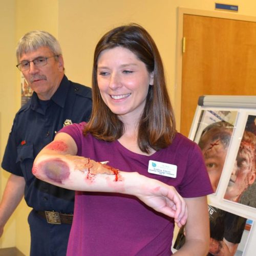 Andrea Elliott demonstrating moulage.