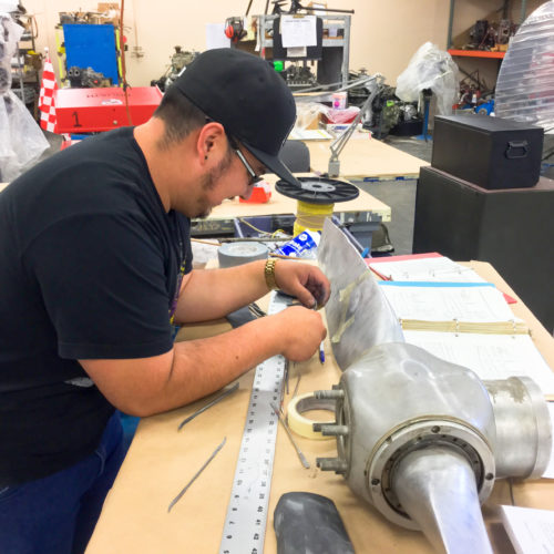 Student working on rotor