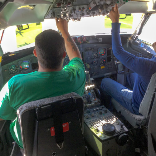 Students testing airplane