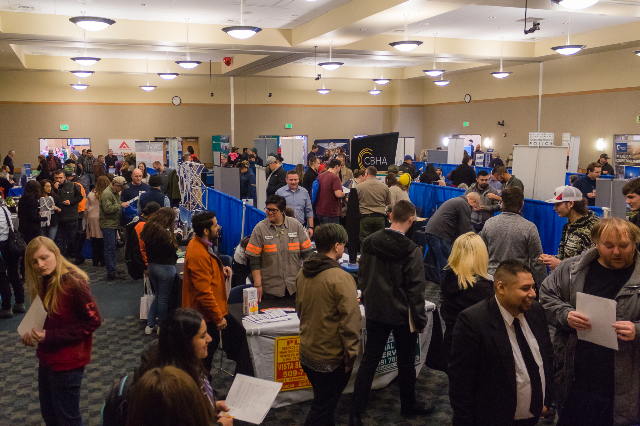 Dozens of people interact at the BBCC Job and Career Fair.