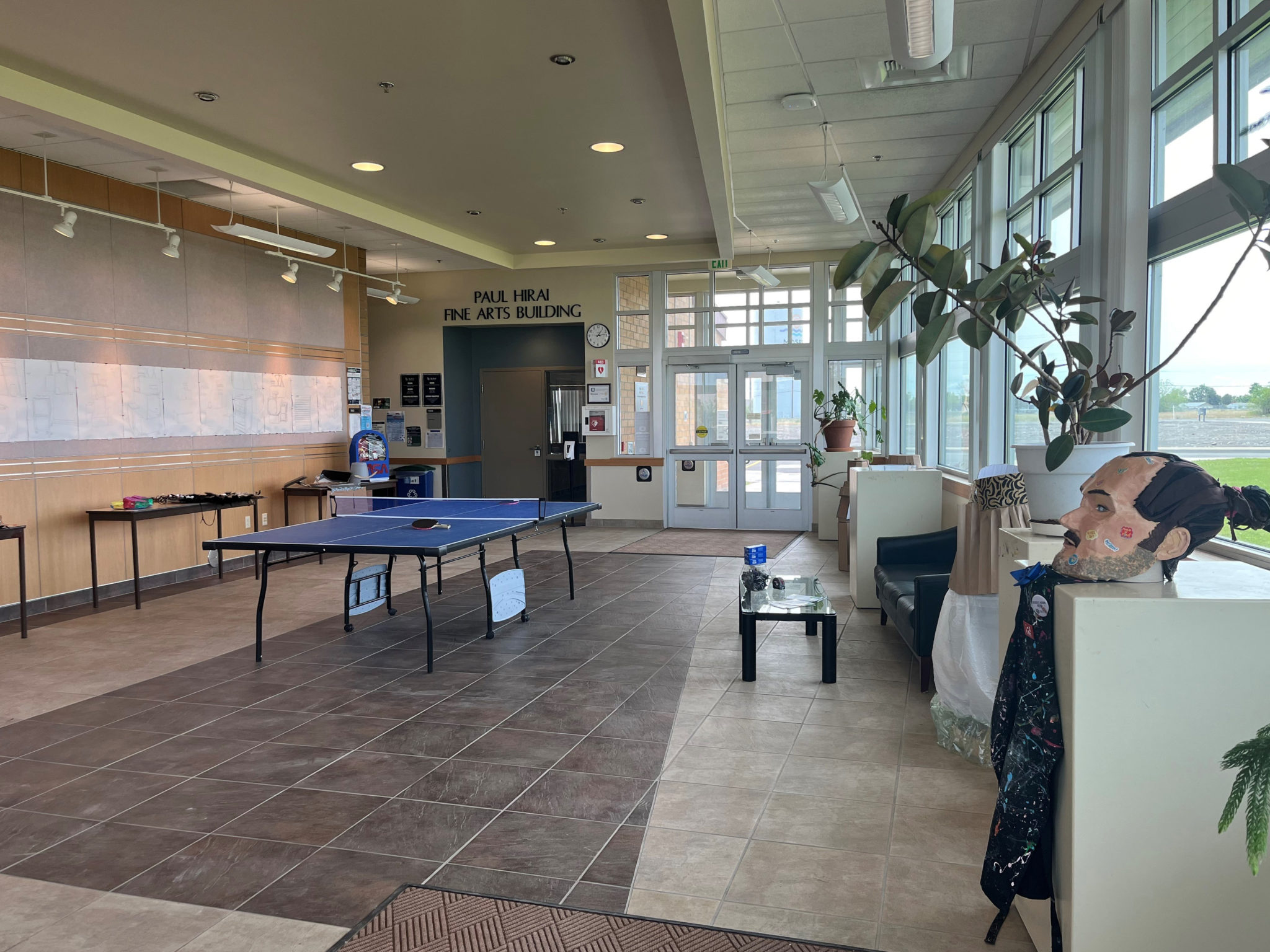 inside lobby of Paul Hirai Fine Arts Building