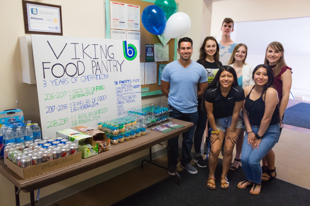 Group of students collecting food