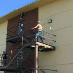 launching a glider from 3rd floor of dorm building