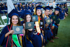 row of students at graduation 