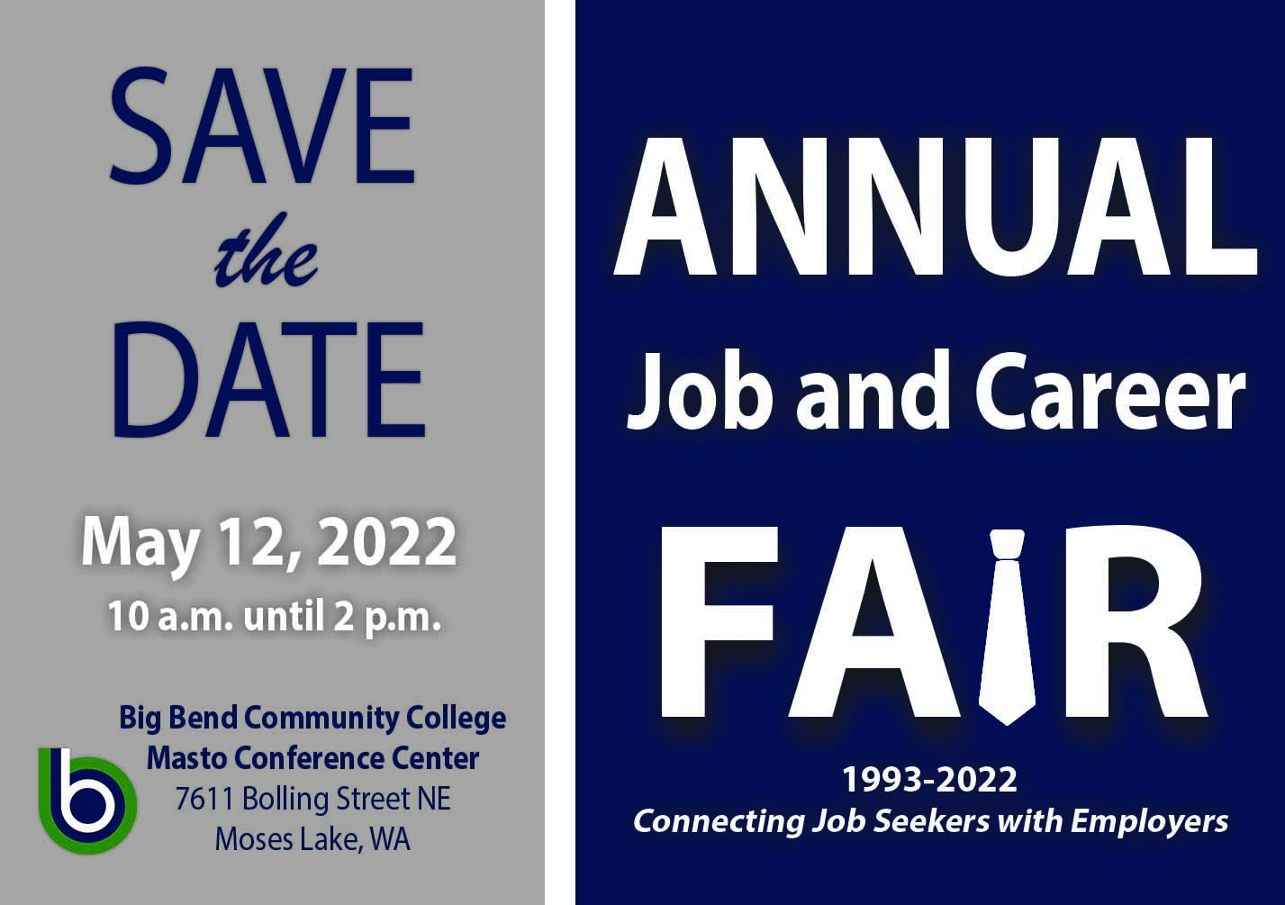 Save the Date Card Job and Career Fair May 12, 2022
