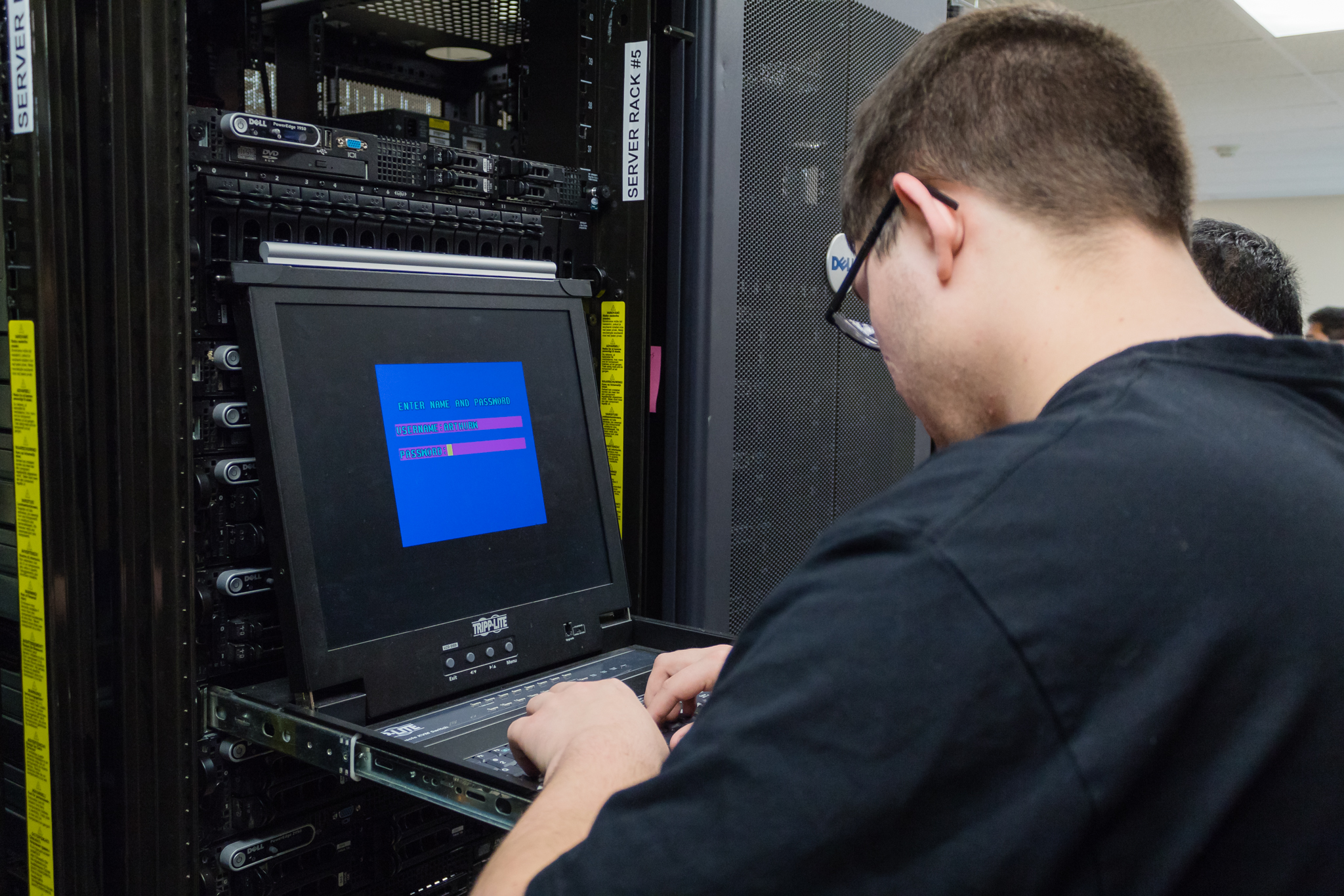 Student working on a data server