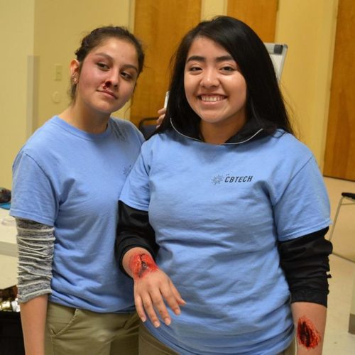 CB-Tech students with moulage on them.