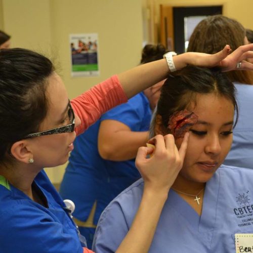 CB-Tech students with moulage on them.