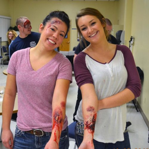 CB-Tech students with moulage on them.