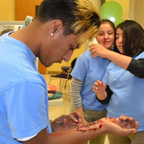 CB-Tech students with moulage on them.