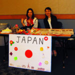 students at display of Japan at multi cultural fair