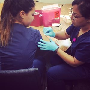 Nursing students practicing injections