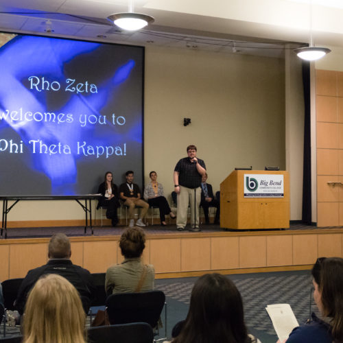 Students being inducted to Phi Theta Kappa