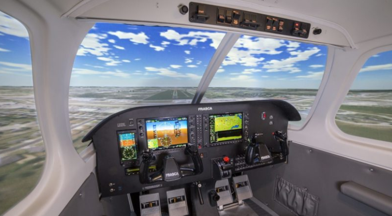 inside view of flight simulator dashboard