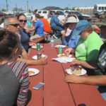 Volunteers served lunch after a hard day of work