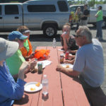 Volunteers served lunch after a hard day of work