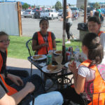 Volunteers served lunch after a hard day of work