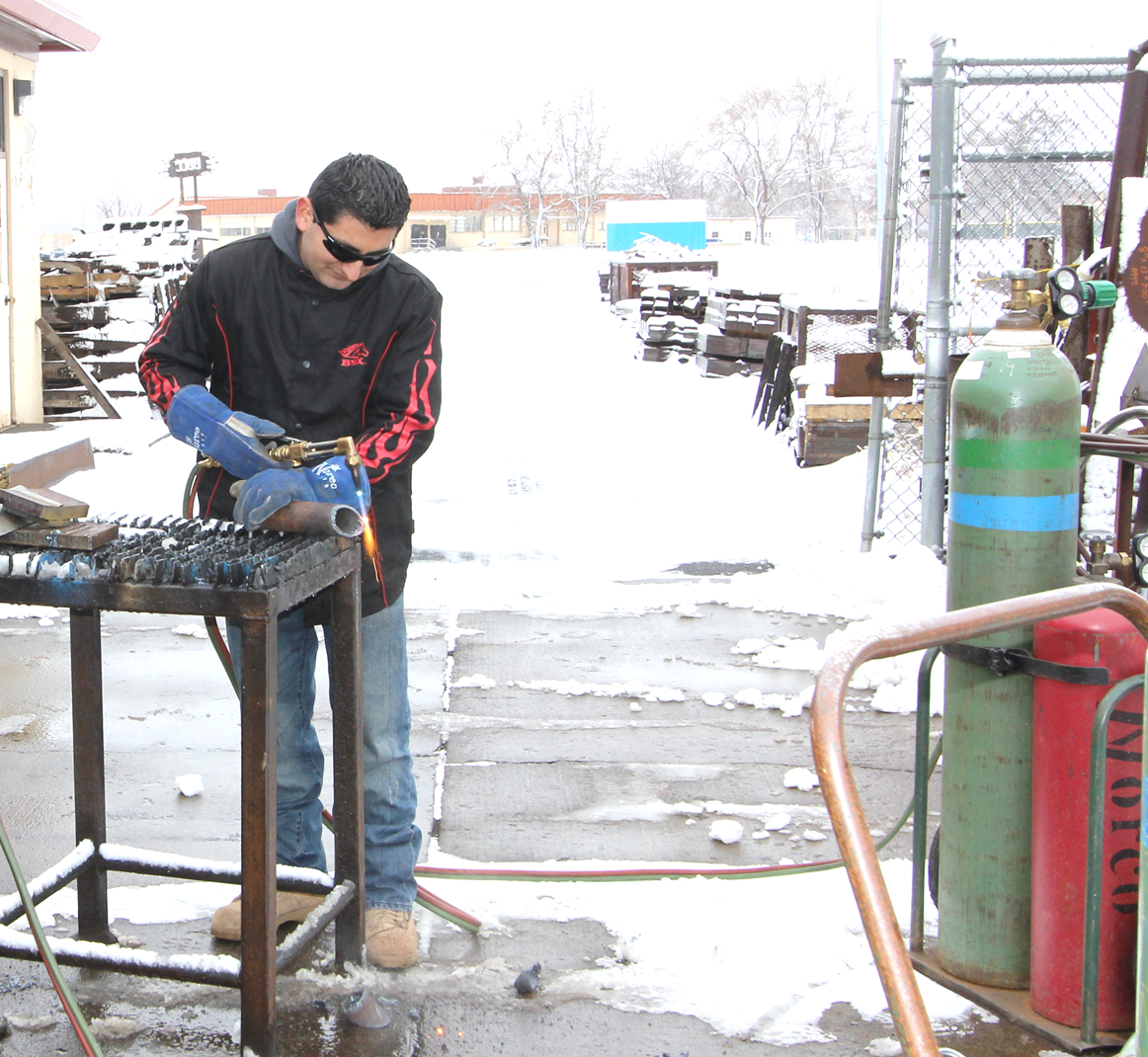 Student at welding shop