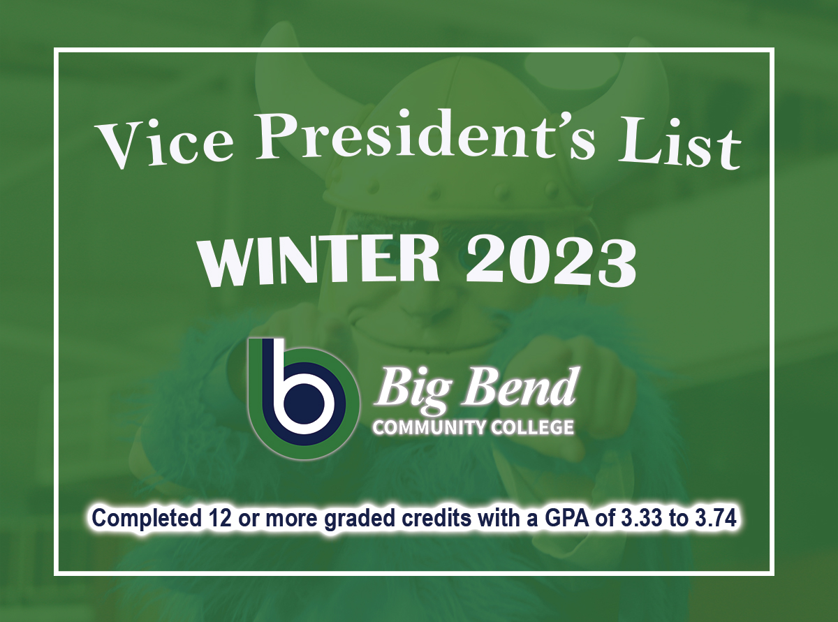 vice president's list winter 2203 with college logo