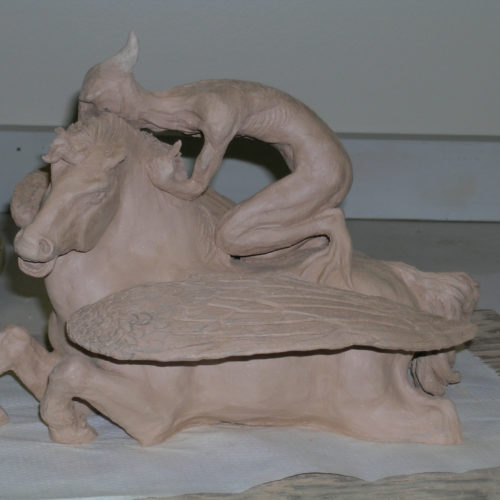 Clay sculpture made by student