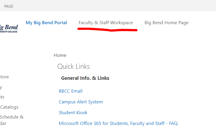 Line highlighting the Faculty & Staff Workspace tab in the Portal.