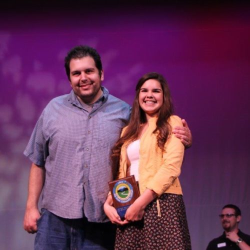 Teacher and student at outstanding student recognition event