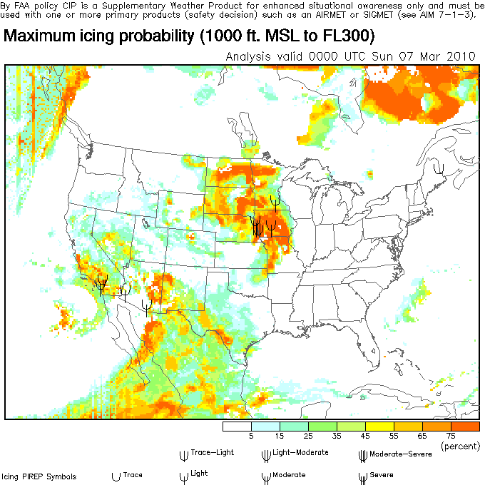 Icing Weather Map of the USA