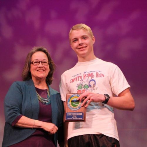 Teacher and student at outstanding student recognition event