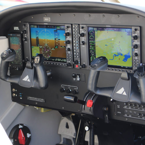 Interior of an airplane controls