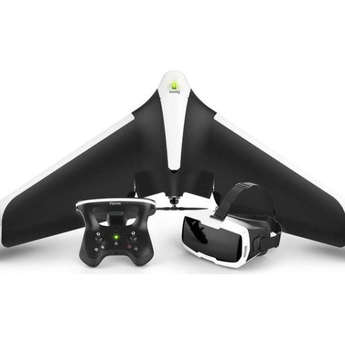 Winged drone with controller and headset