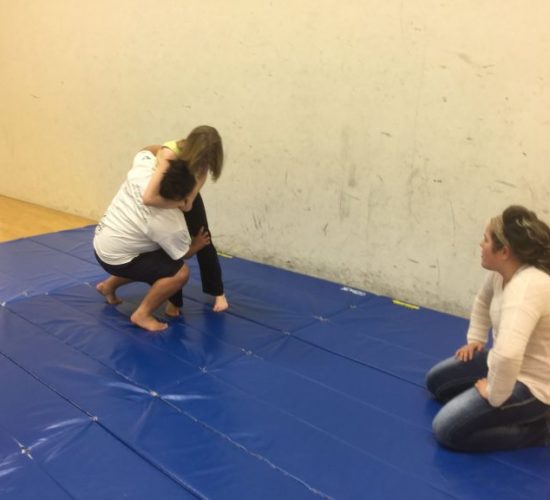 Jiu-Jitsu club members rolling on mats