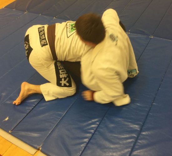 Jiu-Jitsu club members rolling on mats