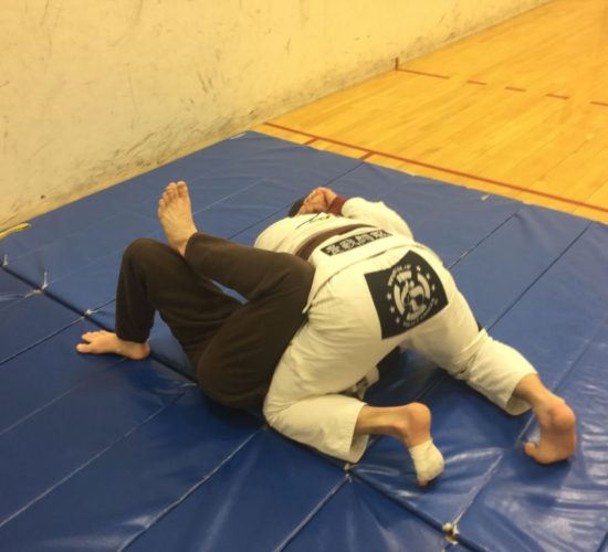 Jiu-Jitsu club members rolling on mats