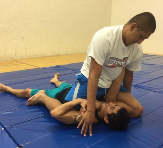 Jiu-Jitsu club members rolling on mats