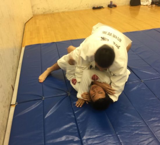 Jiu-Jitsu club members rolling on mats