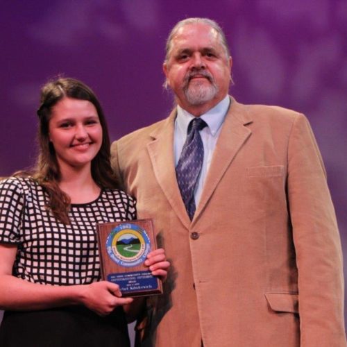 Teacher and student at outstanding student recognition event