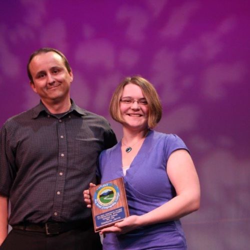 Teacher and student at outstanding student recognition event